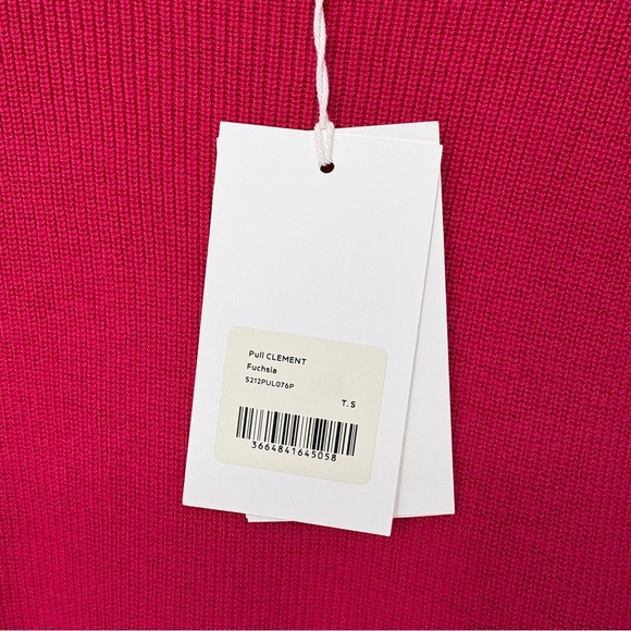 Sézane Clément Merino Wool Cotton Sweater Sz Small Fuchsia Pink French Chic New - Picture 9 of 15